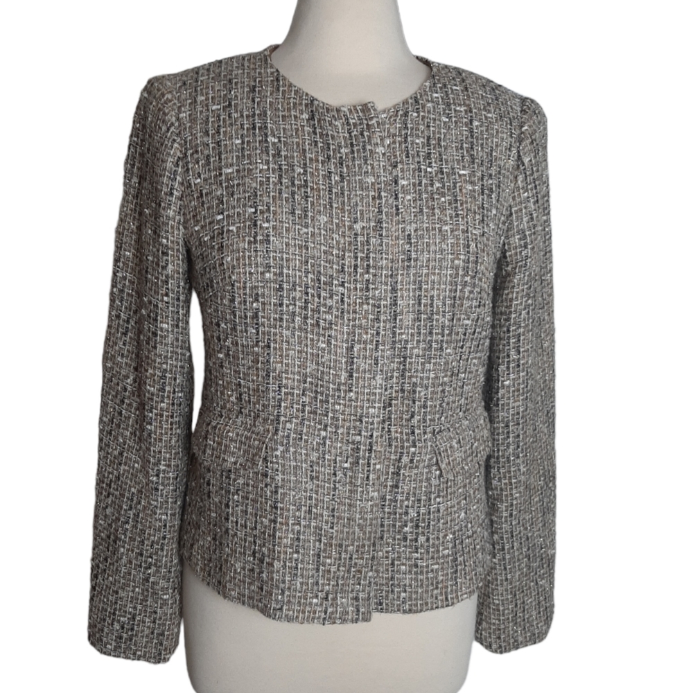 Talbots Tweed Jacket Zipper Front - image 1